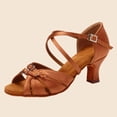 thumbnail image 7 of Brown Women'S Latin Dance Shoes Mid Heel Soft Sole Comfortable Textured Footwear Non Slip Durable For Spring Summer Practice And Stage Wear Size 39, 7 of 7