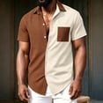thumbnail image 4 of Men's Vintage Waffle Shirt Short Sleeve Button Down Summer Colorblock Beach Work Shirts, 4 of 6
