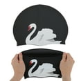 thumbnail image 5 of Unique Bargains 1 Pc Silicone Swans Print Swim Cap Black White, 5 of 5