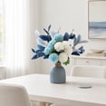 Artificial Flower Arrangement, Navy Blue Vase with Faux Chrysanthemum ...
