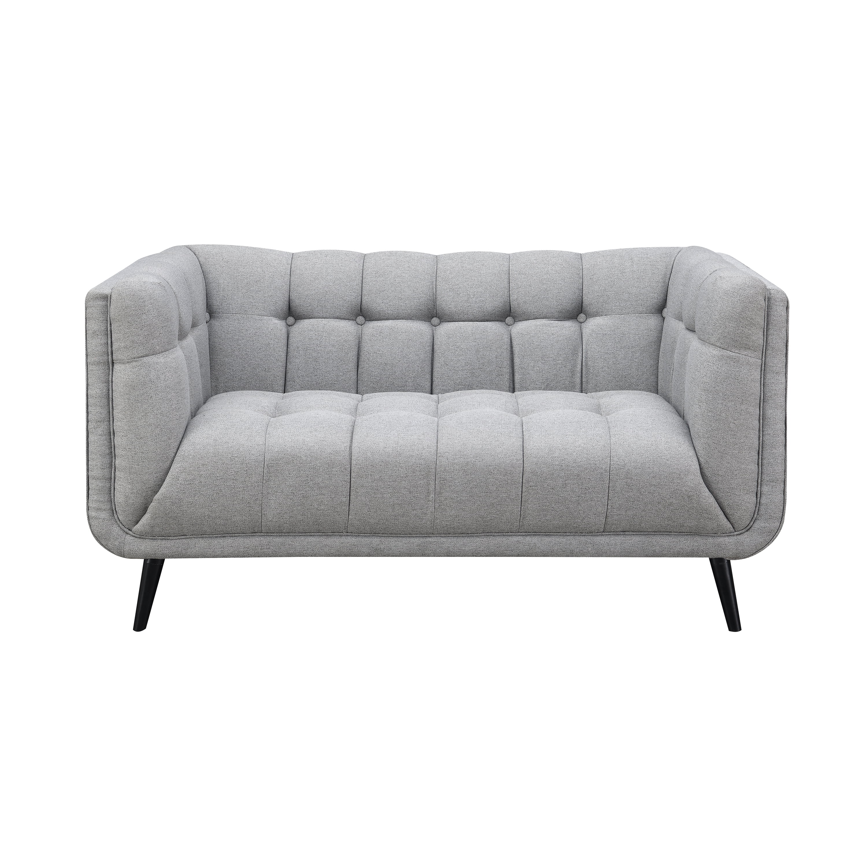 AC Pacific Mid-Century Modern Gray Living Room Loveseat
