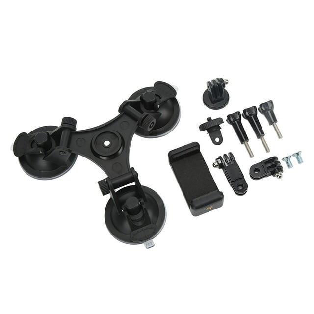 Tripod Suction Cup Holder, ABS Easy Installation Strong Adsorption Good Stability Triple Suction Cup Mount For Mobile Phones For Action Cameras