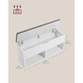 thumbnail image 3 of Shoe Bench with Cushion, Storage Bench, Entryway Bench with Storage, Shoe Rack Bench, 2 Open and 1 Hidden Compartments, Shoe Shelf, for Living Room, Bedroom, White and Gray, 3 of 6