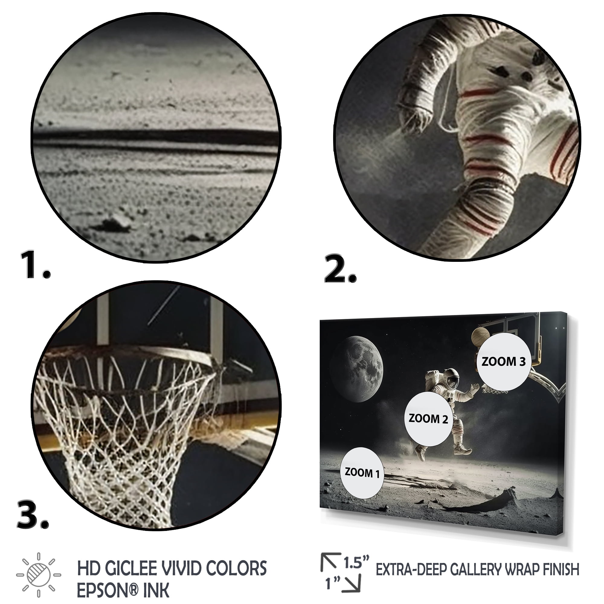 Designart Easy 2 Point On The Moon I Canvas Wall Art