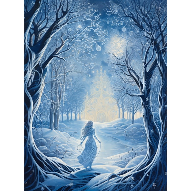 5D DIY Con Taladro Kit Ángel Nieve Invierno Del 30x40cm