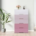 thumbnail image 3 of 5-Drawer Storage Cabinet, Modern Gradient Pink Design, Sturdy PP Material, Space-Saving, Ideal for Clothes, Towels, and Toys, 3 of 8