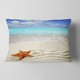 thumbnail image 2 of Designart Brown Starfish on Caribbean Beach - Seascape Throw Pillow - 12x20, 2 of 5