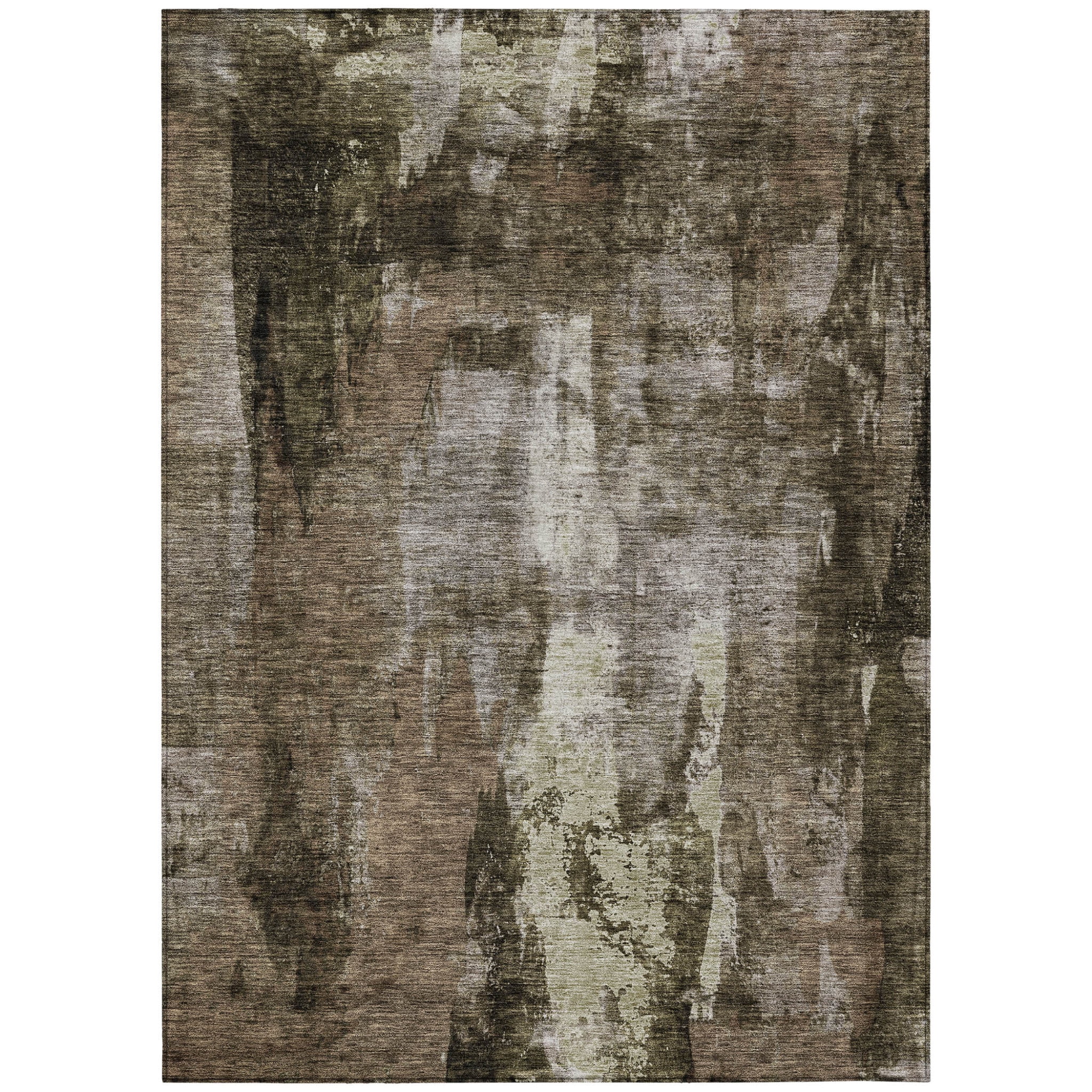 8' X 10' Brown Black And Beige Abstract Washable Indoor Outdoor Area Rug