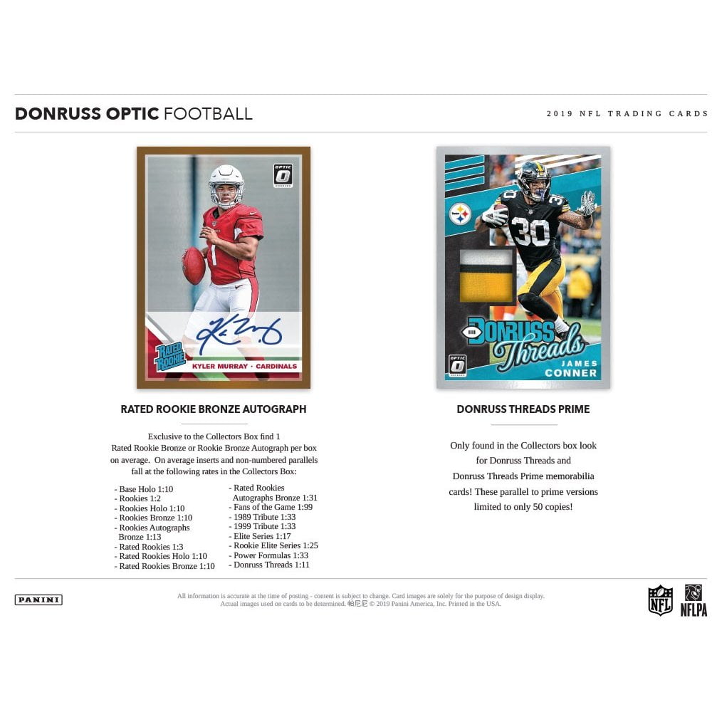 2019 Panini Donruss Optic NFL Trading Cards Mega Box- 4 cards/10 