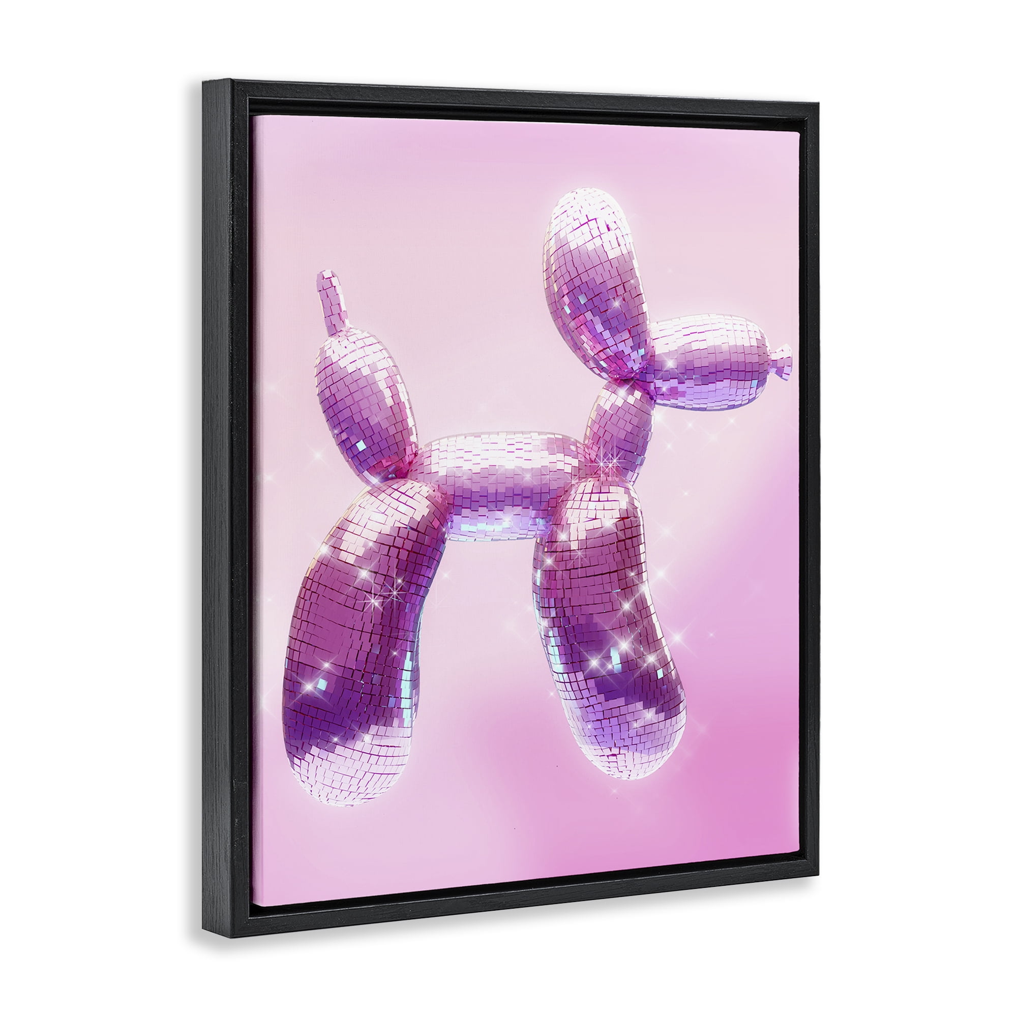 Stupell Industries Fun Disco Balloon Animal Abstract Painting Black Floater Framed Canvas Art Print Wall Art, 17 x 21
