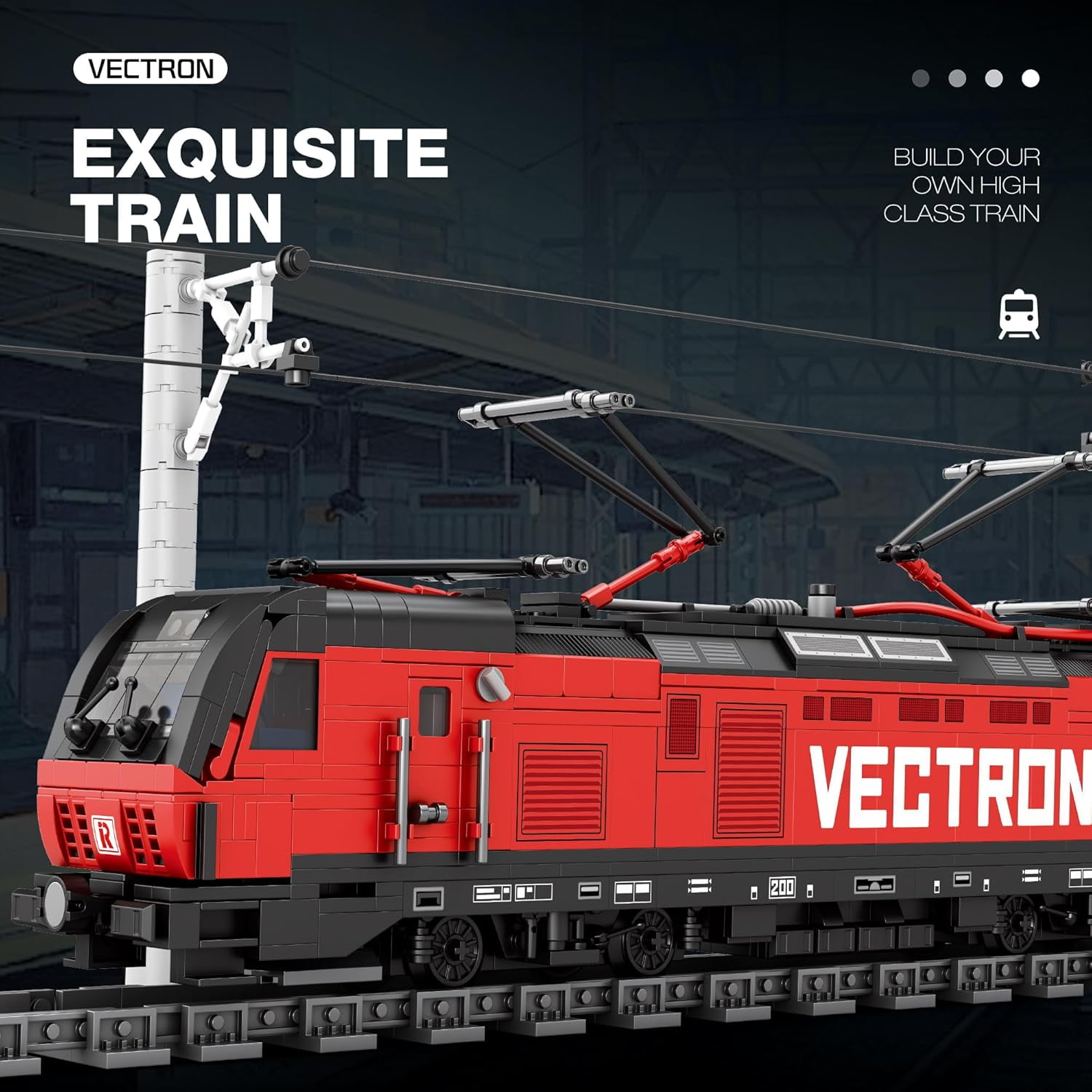 Reobrix 66019 Vectron Locomotive Building Blocks Set, Train Model Building Kit with Train Tracks, Train Toy for Teens 14+ and Adults, 1757 PCS