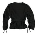 thumbnail image 2 of bar III Womens Ruched Wrap Knit Blouse, Black, Medium, 2 of 2
