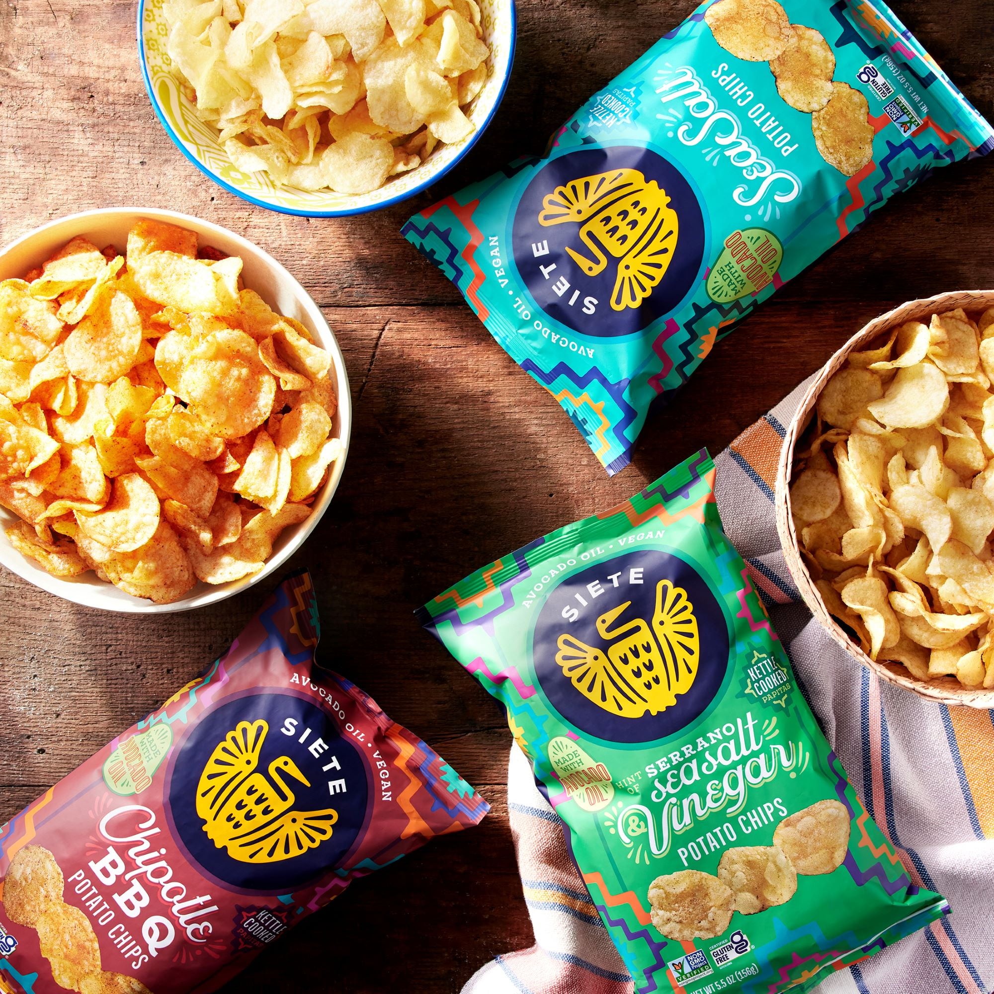 (2 pack) Siete Kettle Cooked Potato Chips Serrano Sea Salt & Vinegar - 5.5 oz