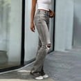 thumbnail image 6 of Women's Casual High Waisted Wide Leg Pants Elastic Waist Walking Pockets Jeans Denim Pant 100% | VerBelle,Gray M, 6 of 6