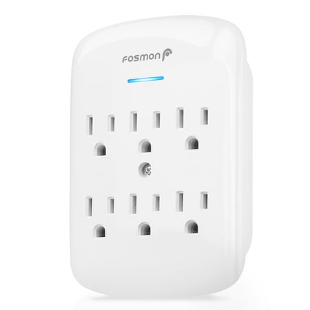 Outlet Rack Mounted Surge Protection 6 Outlet Wall Mount Surge Protector, Fosmon 3-Prong Surge Suppression 700 Joules, 15A 125VAC 60Hz 1875Watts Wall Outlet Adapter Plug, Grounded LED, ETL Listed - White ()