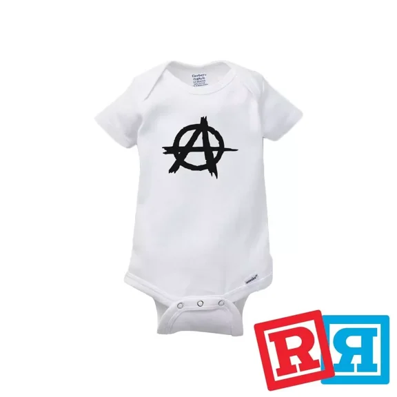 Bella Canvas Anarchy Punk Rock Gerber Baby Onesie® Cotton Unisex White Short Sleeve Bodysuit
