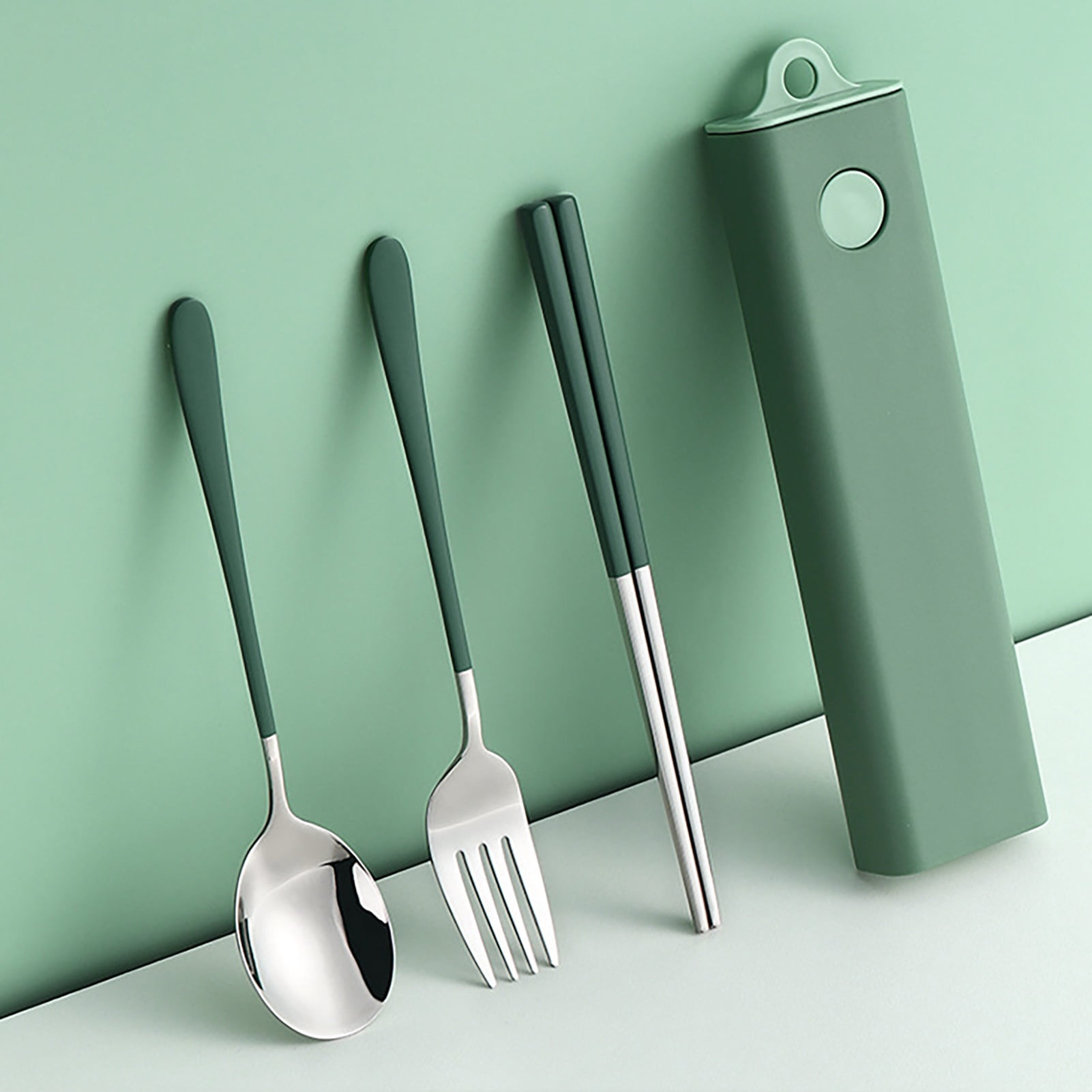 Lah Kitchen Reusable Travel Utensils with Case - Camping Utensils - Chopsticks, Straws & Brush - Fork Spoon Knife Set Travel - Stainless Steel
