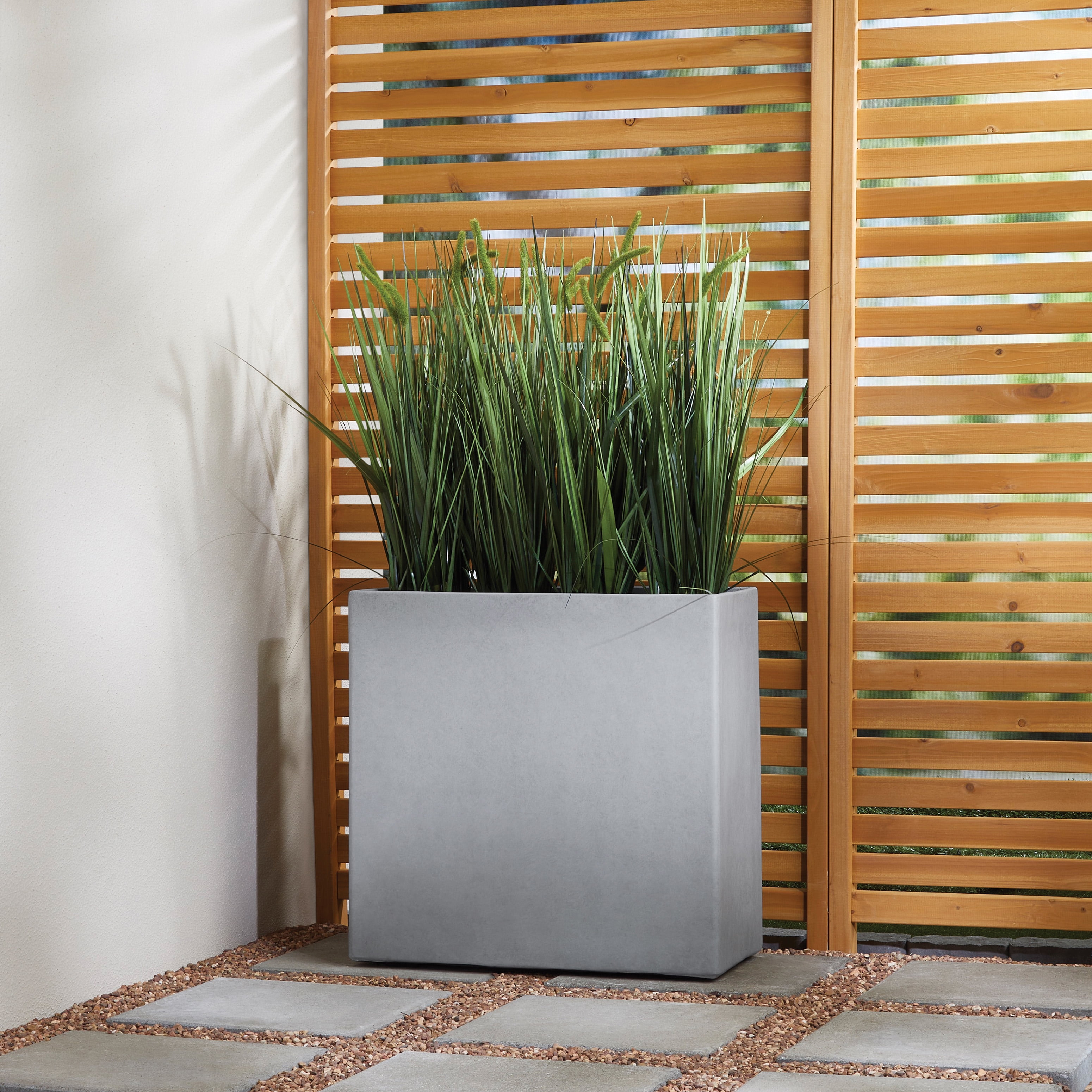 Mainstays Asher 24" x 12" x 24" Rectangle Gray Plastic Planter
