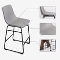 thumbnail image 5 of HOMEKOKO Bar Stools Set of 2, 26 Inches Bar Stool with Back, Carbon Fiber Bar Chair with Metal Legs (Light Grey), 5 of 7