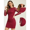thumbnail image 2 of DARING DIVA Boat Neck Elegant Lace Party Cocktail Bodycon Dress XL Burgundy, 2 of 6