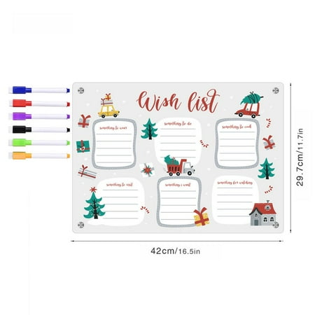 

BUYISI Christmas Cartoon Magnetic Acrylic Message Board Erasable Fridge Magnet