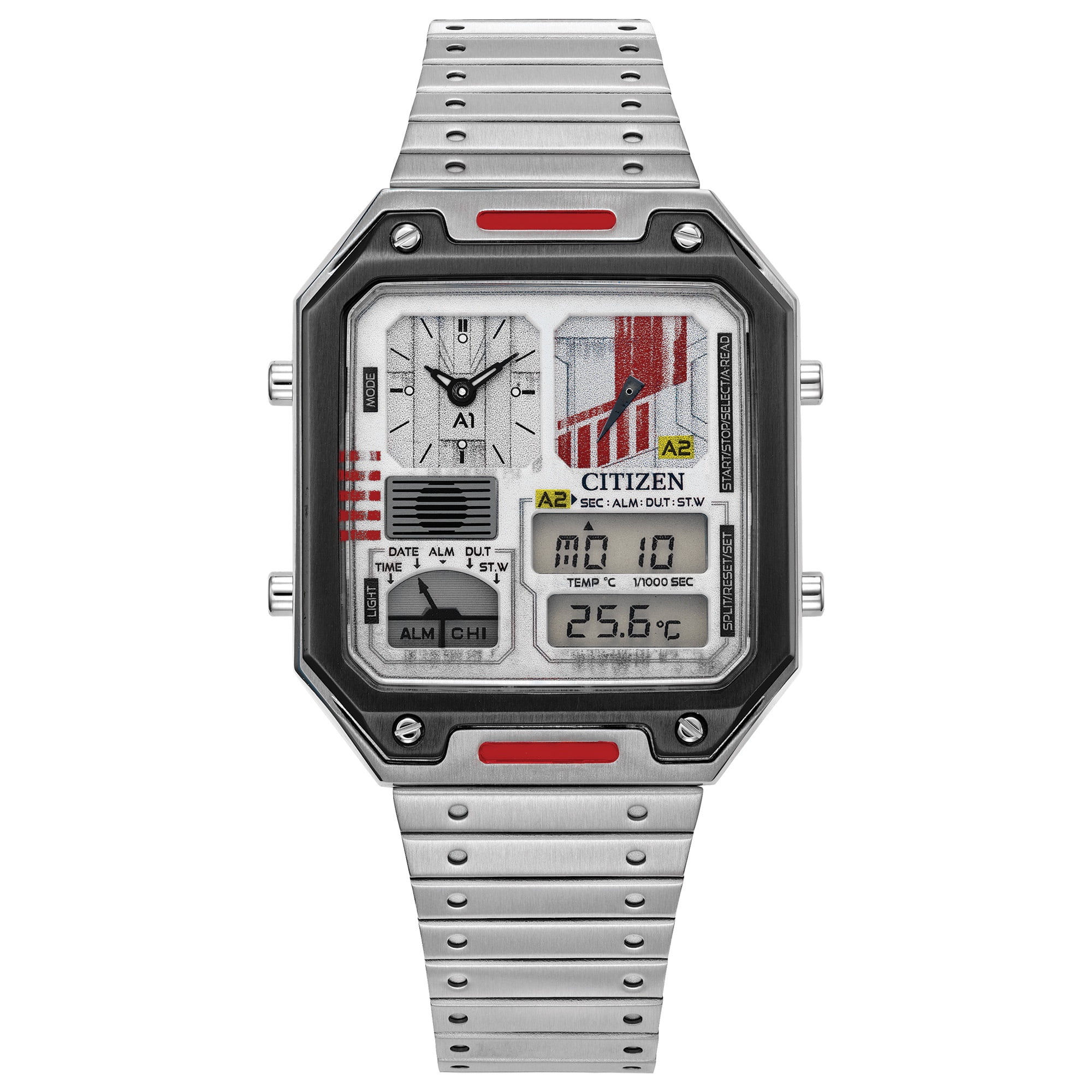 Citizen Unisex R2-D2 Digital Wristwatch, Stainless Steel Citizen Unisex R2-D2 Digital Wristwatch, Stainless Steel