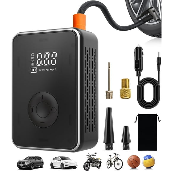 Cordless Tire Inflator Portable Air Compressor,6000mAh 150 PSI Air Pump with Digital Pressure Gauge LED Light for Car / Bikes / Motorcycle Tires & Ball