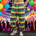 thumbnail image 2 of Elastic Waist Pants for Men Color Block Mardi Gras Printed Exercise Pants Comfy Relaxed Fit Joggers Sweatpants 04-Purple XXL, 2 of 5