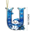 thumbnail image 2 of QISIWOLE Bluev Christmas U-Letter Ornaments with Snowman Design, 3.15 Plastic Initial Alphabet Hanging Ornament, Personalized Gift for Christmas Tree Indoor Home Decor, 2 of 7