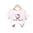 thumbnail image 2 of Hello Kitty, novedad de verano, ropa para niños, Camiseta con estampado de dibujos animados para niña, camiseta de algodón transpirable de media manga para bebé, camiseta de manga corta, 2 of 5