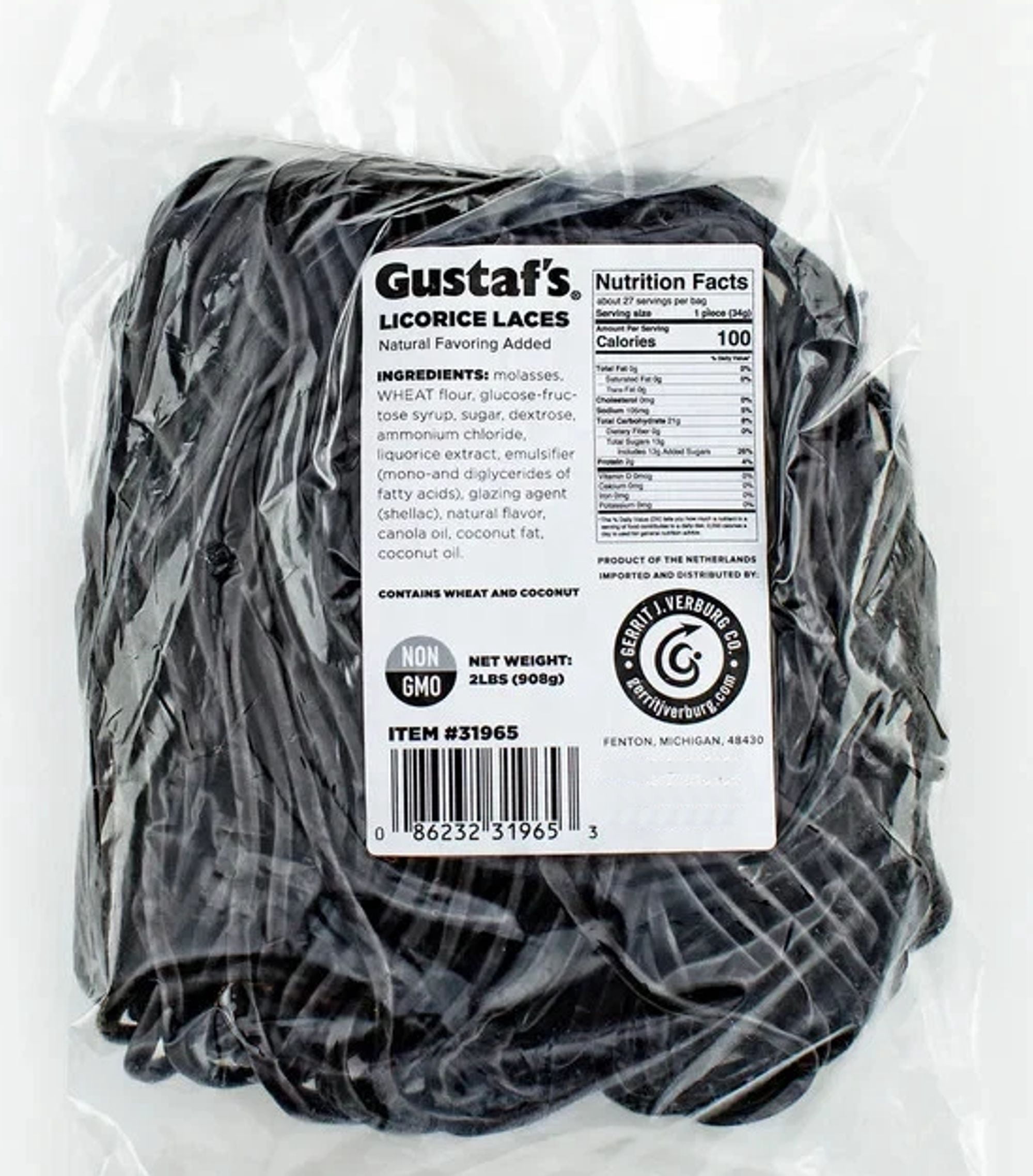 Gerrit’s Black Licorice Laces – 2 lb Bulk Candy