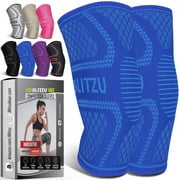 BLITZU 2 Pack Knee Brace, Compression Knee Sleeves for Men, Women, Running, Working out, Weight Lifting, Sports. Knee Braces Support for Knee Pain Meniscus Tear, ACL, Arthritis Pain Relief. Blue M