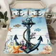 thumbnail image 2 of Erosebridal Nautical Anchor Full Sheet Set Ocean Themed Sheets, Starfish Jellyfish Bed Set Sea Fish Animal Bed Sheets Set, Aesthetic Colorful Coral Fitted Sheet Room Decoration, 2 of 5
