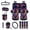 Black and Pink - Cat Daisy, variant on LedBack Cat Sunflower Print 15Pcs Car Interior Cover Set Includes Car Front Rear Seat Covers Steering Wheel Cover Safety Belt Pads Garbage Bag Cup Coasters etc, Easy to Install