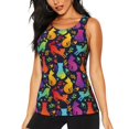 thumbnail image 2 of Picia Colorful Cats Pattern Women's Workout Tank Top,Breathable Activewear,Slim Fit Athletic Top,Versatile Workout Moisture-wicking top-X-Large, 2 of 9