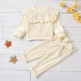 thumbnail image 1 of LSLJS Toddler Kids Girls Cotton Cute Ruffle Bow Belt Solid Color Two-Piece Set, Kids Outfits, 1 of 5