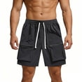 thumbnail image 2 of Plus Size Cargo Shorts for Men 2026 Summer Lightweight Quick Dry Shorts with Pockets Straight Leg Hiking Shorts Sportwear,Black,4XL, 2 of 9
