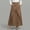 Coffee, variant on Linen Max Skirt for Women Plus Size Long Skirt Elastic High Waist A-line Skirt Solid Color Beach Casual Skirt