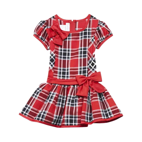Infant & Toddler Girls Red & Black Plaid Christmas Holiday Party Dress 12m