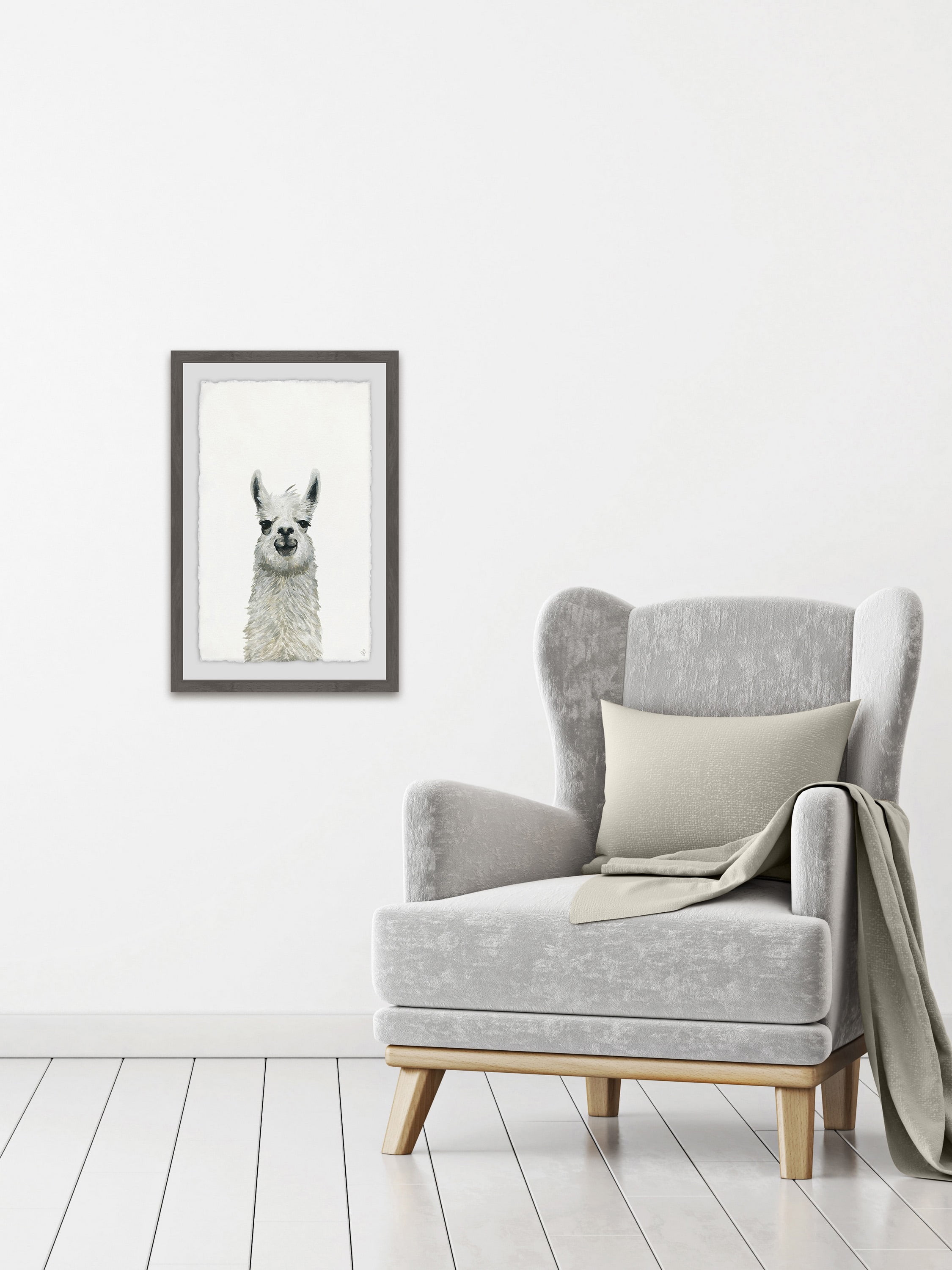 Llama Close-up Framed Painting Print