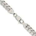 thumbnail image 2 of Diamond2Deal 925 Sterling Silver 7mm Domed with Side Diamond-Cut Curb Chain Bracelet for Men 8", 2 of 6