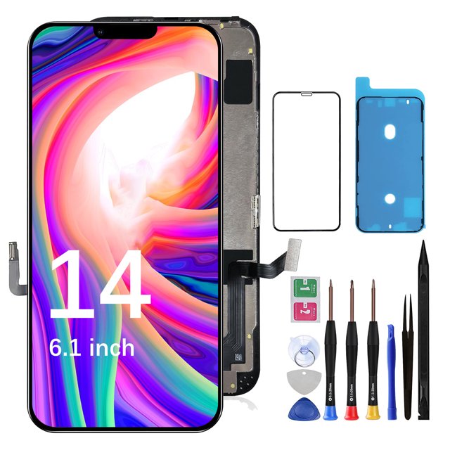 Screen Replacement for iPhone 14 - 3D Touch Lcd Replacement Kit & Digitizer Display Full Aassembly for Apple iPhone 14 6.1 Inch Models A2882, A2649, A2881, A2884, A2883 with Repair Tools