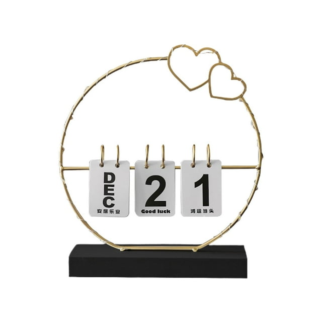 koolsoo Valentine's Day Desk Calendars Flip Perpetual Calendar for Desk Table Kitchen Heart Black Base