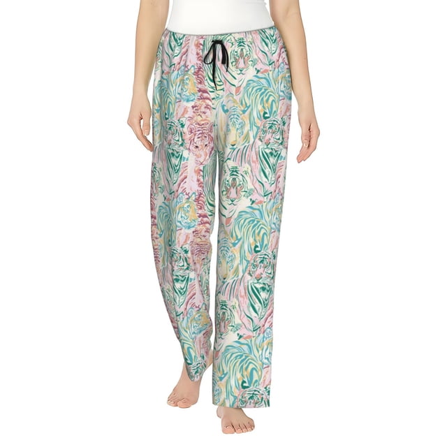 Balery Watercolor Tiger Pantalones de pijama para mujer, pijamas ultraligeros, pantalones de estar por casa-XX-Large