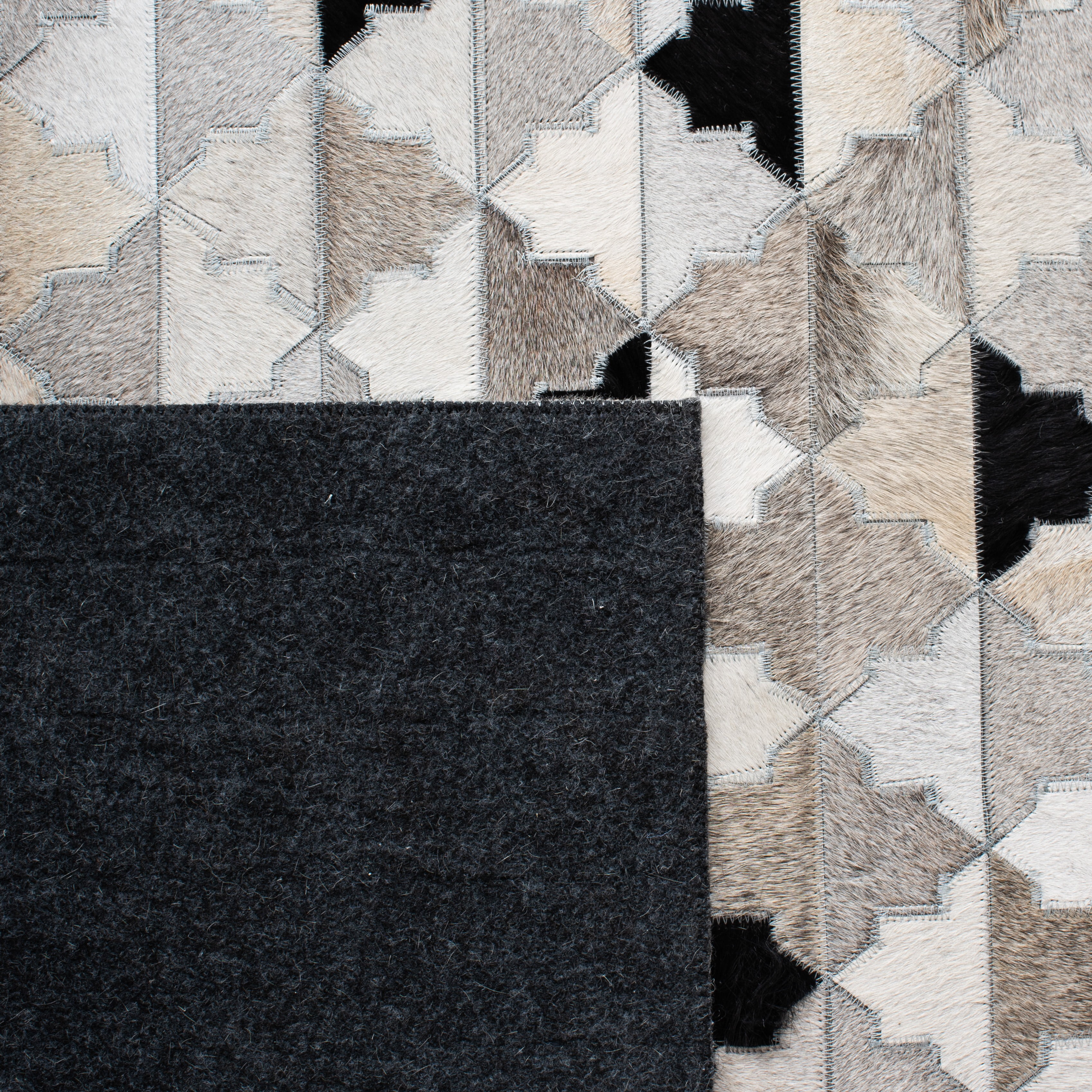 SAFAVIEH Studio Leather Calla Geometric Area Rug, Grey/Black, 8' x 10'