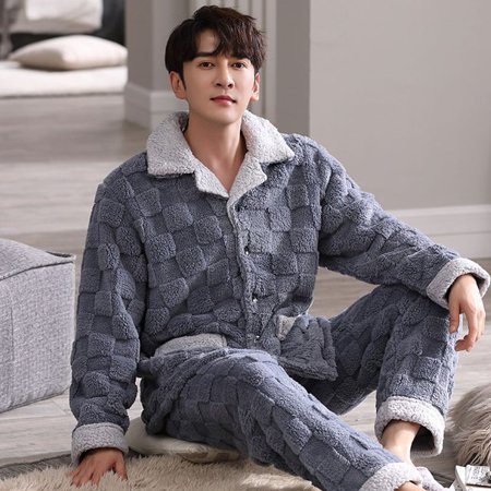 

QWZNDZGR Pajamas For Men Winter Velvet Warm Luxury Couple Sleepwear Home Clothes Suit Pijama Women Men Christmas Large size Pajama Sets