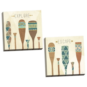 Gango Home Decor Contemporary Outdoor Geo VI & VII by Veronique Charron (Ready to Hang); Two 16x16in Hand-Stretched Canvases