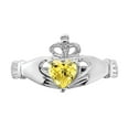 thumbnail image 2 of Finest Gold 14K White Gold CZ November Birthstone Claddagh Heart Ring, 2 of 5