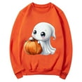 thumbnail image 5 of CLOISE Womens Halloween Sweatshirts Fashion Ghost Graphic Pullover Sweatshirts Fall Long Sleeve Crew Neck Hoodies Shirts Comfy Tops Festival Party Outfits Orange M Treat, 5 of 5