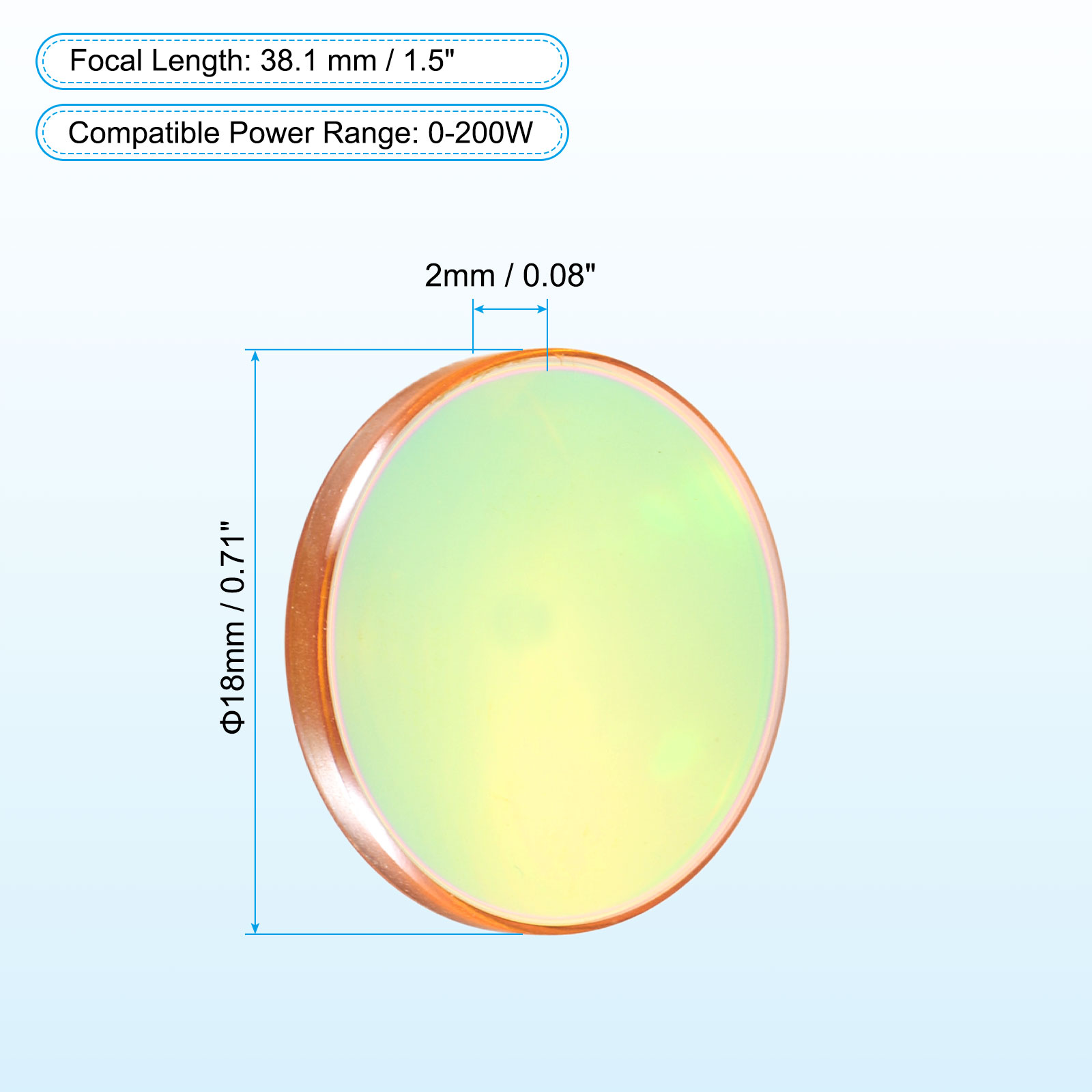Uxcell 18mm CO2 Laser Lens FL38.1mm Focus Focal Lens for 0-200W Laser Cutter